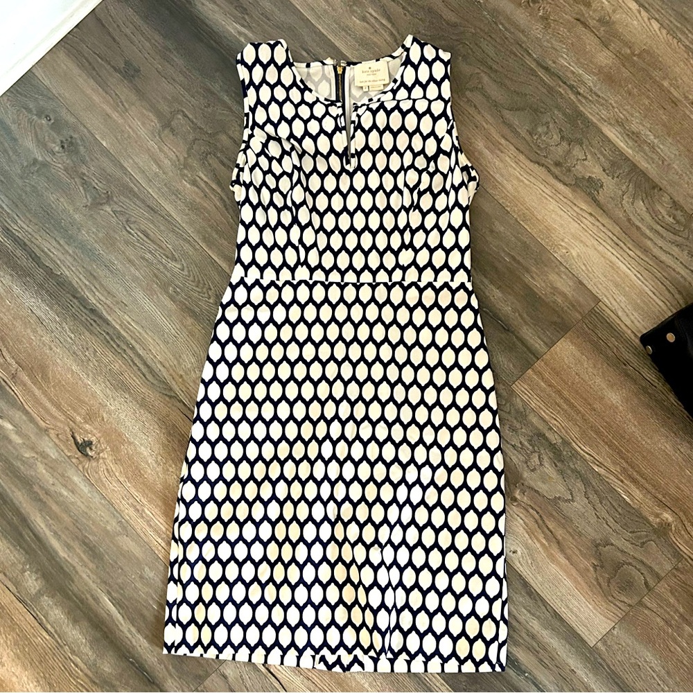 Kate spade navy and white sleeveless work dress women’s size 8